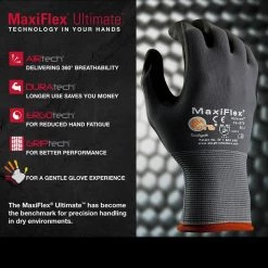ATG MaxiFlex Ultimate Men's Large Gray Nitrile Coated Work Gloves -Workwear Sales Store atg work gloves 34 874t lvpd72 40 1000