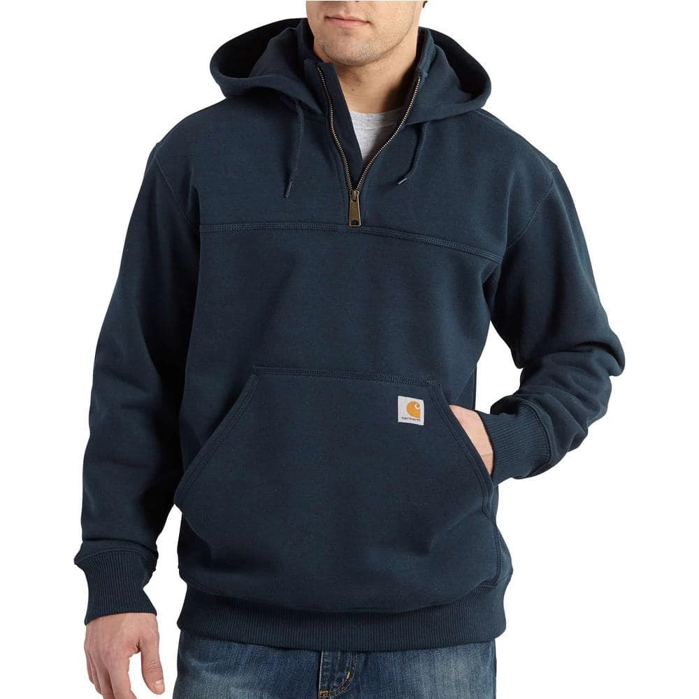 Carhartt Men's Tall Large New Navy Cotton/Polyester Rain Defender Paxton Heavyweight Hooded Zip Mock Sweatshirt 1 Carhartt Men's Tall Large New Navy Cotton/Polyester Rain Defender Paxton Heavyweight Hooded Zip Mock Sweatshirt
