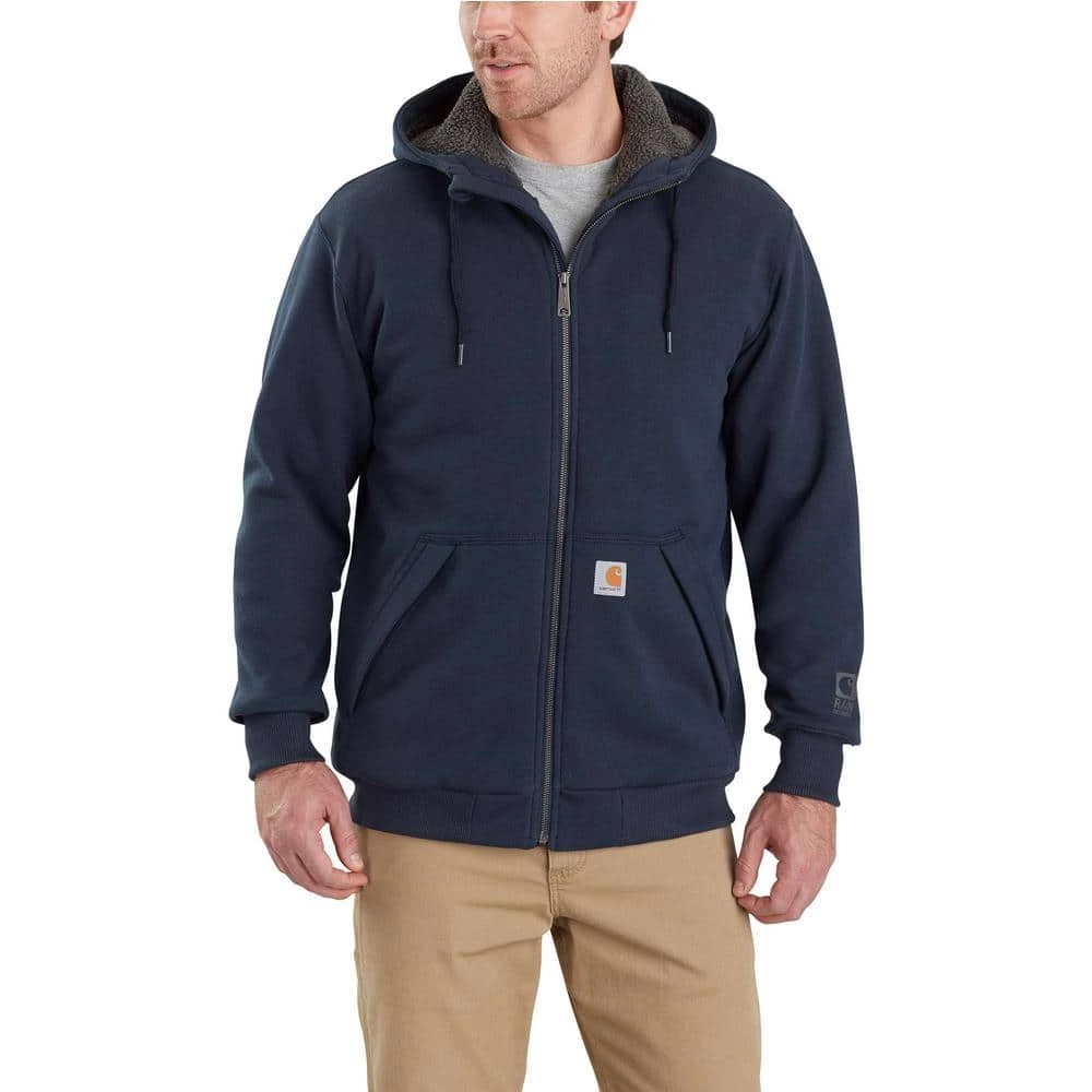 Carhartt Men's XX-Large New Navy Cotton/Polyester Rain Defender Rockland Sherpa-Lined Hooded Sweatshirt 1 Carhartt Men's XX-Large New Navy Cotton/Polyester Rain Defender Rockland Sherpa-Lined Hooded Sweatshirt