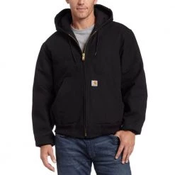 Carhartt Men's Extra Large Tall Black Cotton Quilted Flannel Lined Duck Active Jacket -Workwear Sales Store carhartt work jackets coats j140 blk 40 1000