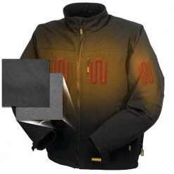 DEWALT Men's Large 20V MAX XR Lithium Ion Black Soft Shell Jacket kit with 2.0Ah Battery and Charger -Workwear Sales Store dewalt heated jackets dchj060abd1 l fa 1000