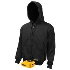 DEWALT Men's Large 20V XR Lithium Ion Black bare Hoodie with 1 USB Power Adapter