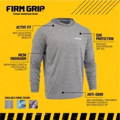 FIRM GRIP Men's Medium Veil Tac Gray Performance Long Sleeved Hoodie Shirt 10 FIRM GRIP Men's Medium Veil Tac Gray Performance Long Sleeved Hoodie Shirt -Workwear Sales Store firm grip t shirts 63641 08 44 1000