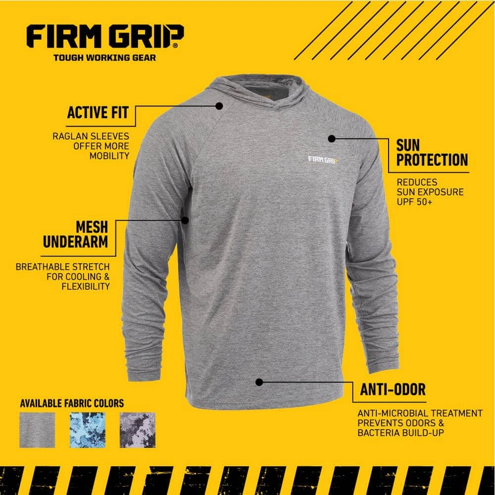 FIRM GRIP Men's Medium Veil Tac Gray Performance Long Sleeved Hoodie Shirt 5 FIRM GRIP Men's Medium Veil Tac Gray Performance Long Sleeved Hoodie Shirt - Image 5