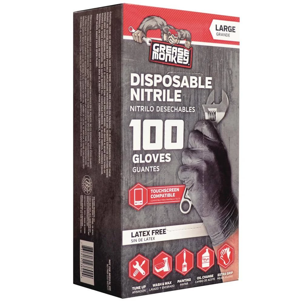 Grease Monkey Large Black 4 Mil Disposable Nitrile Gloves (100-Box) 2 Grease Monkey Large Black 4 Mil Disposable Nitrile Gloves (100-Box) - Image 2