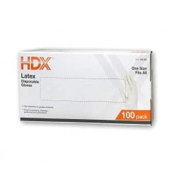 HDX 100-Count Disposable Latex Gloves -Workwear Sales Store hdx disposable gloves szm 432202 44 1000