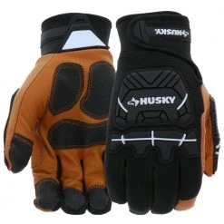 Husky Large Grain Goatskin Leather Performance Impact Work Glove with Spandex Back