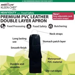 KLEEN CHEF Premium Heavy Duty PVC Leather Apron, Chemical and Water Resistant Double Layer Apron 12 KLEEN CHEF Premium Heavy Duty PVC Leather Apron, Chemical and Water Resistant Double Layer Apron -Workwear Sales Store kleen chef work aprons blkchdspvcap1bk 1f 1000