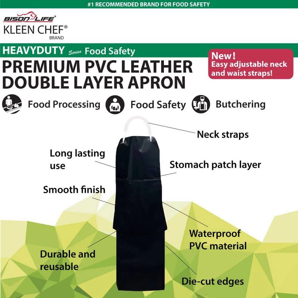KLEEN CHEF Premium Heavy Duty PVC Leather Apron, Chemical and Water Resistant Double Layer Apron 5 KLEEN CHEF Premium Heavy Duty PVC Leather Apron, Chemical and Water Resistant Double Layer Apron - Image 5