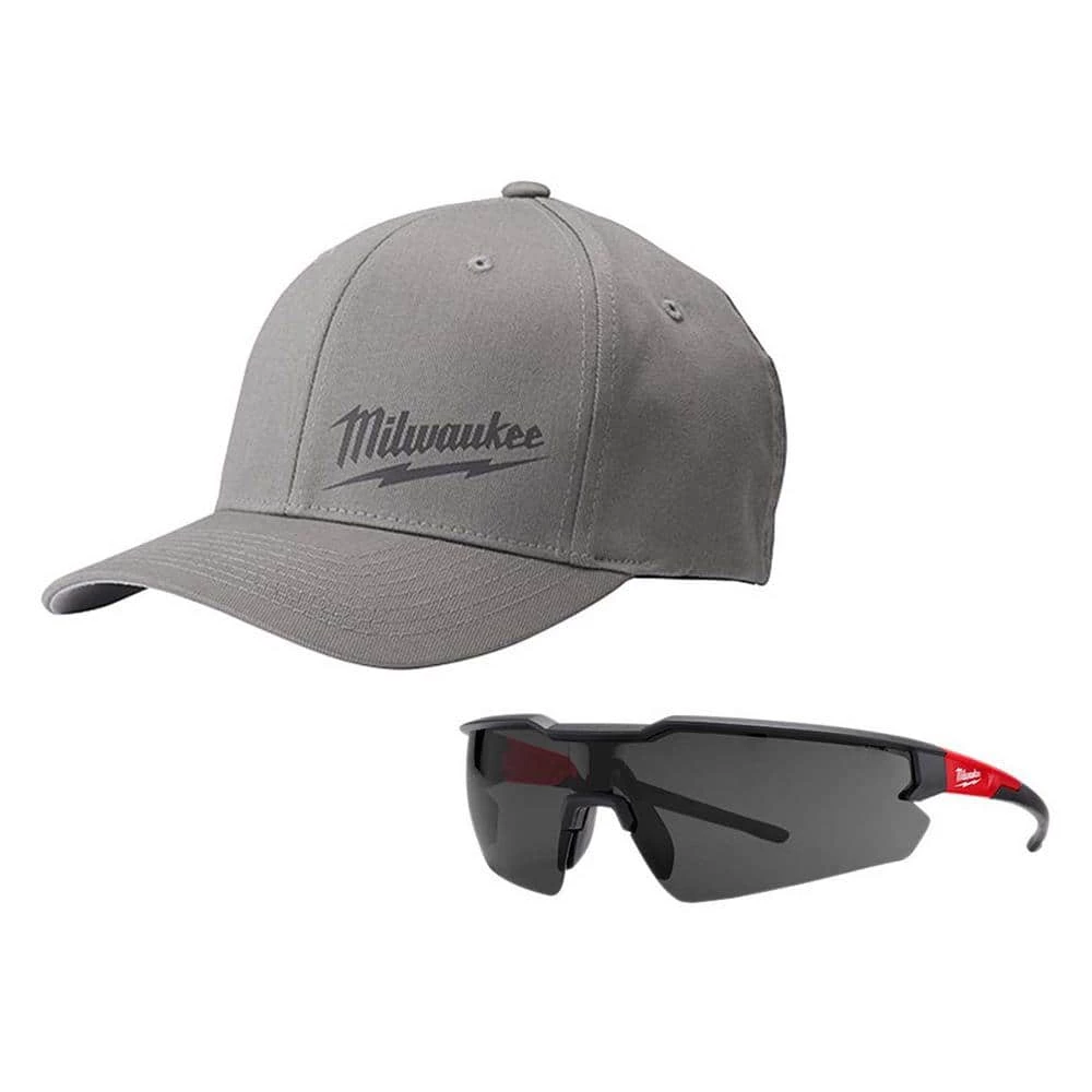 Milwaukee Large/Extra Large Gray Fitted Hat and Safety Glasses with Tinted Anti-Scratch Lenses 1 Milwaukee Large/Extra Large Gray Fitted Hat and Safety Glasses with Tinted Anti-Scratch Lenses