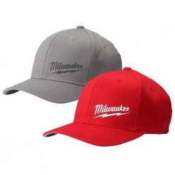 Milwaukee Large/Extra Large Gray Fitted Hat with Large/Extra Large Red Fitted Hat (2-Pack)