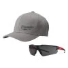 Milwaukee Small/Medium Gray Fitted Hat and Safety Glasses with Tinted Anti-Scratch Lenses