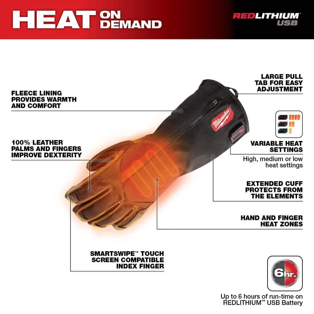 Milwaukee X-Large Rechargeable Heated Gloves with REDLITHIUM USB Battery and Charger 2 Milwaukee X-Large Rechargeable Heated Gloves with REDLITHIUM USB Battery and Charger - Image 2