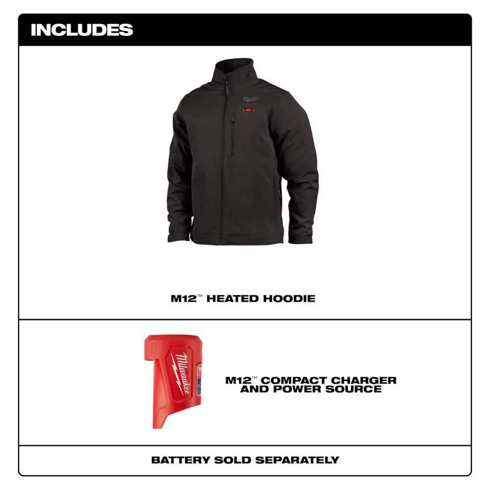 Milwaukee Men's Small M12 12V Lithium-Ion Cordless TOUGHSHELL Black Heated Jacket (Jacket and Charger/Power Source Only) 3 Milwaukee Men's Small M12 12V Lithium-Ion Cordless TOUGHSHELL Black Heated Jacket (Jacket and Charger/Power Source Only) - Image 3