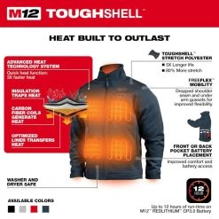 Milwaukee Men's 3X-Large M12 12V Lithium-Ion Cordless TOUGHSHELL Navy Blue Heated Jacket with (1) 3.0 Ah Battery and Charger 17 Milwaukee Men's 3X-Large M12 12V Lithium-Ion Cordless TOUGHSHELL Navy Blue Heated Jacket with (1) 3.0 Ah Battery and Charger -Workwear Sales Store milwaukee heated jackets 204bl 213x a0 1000