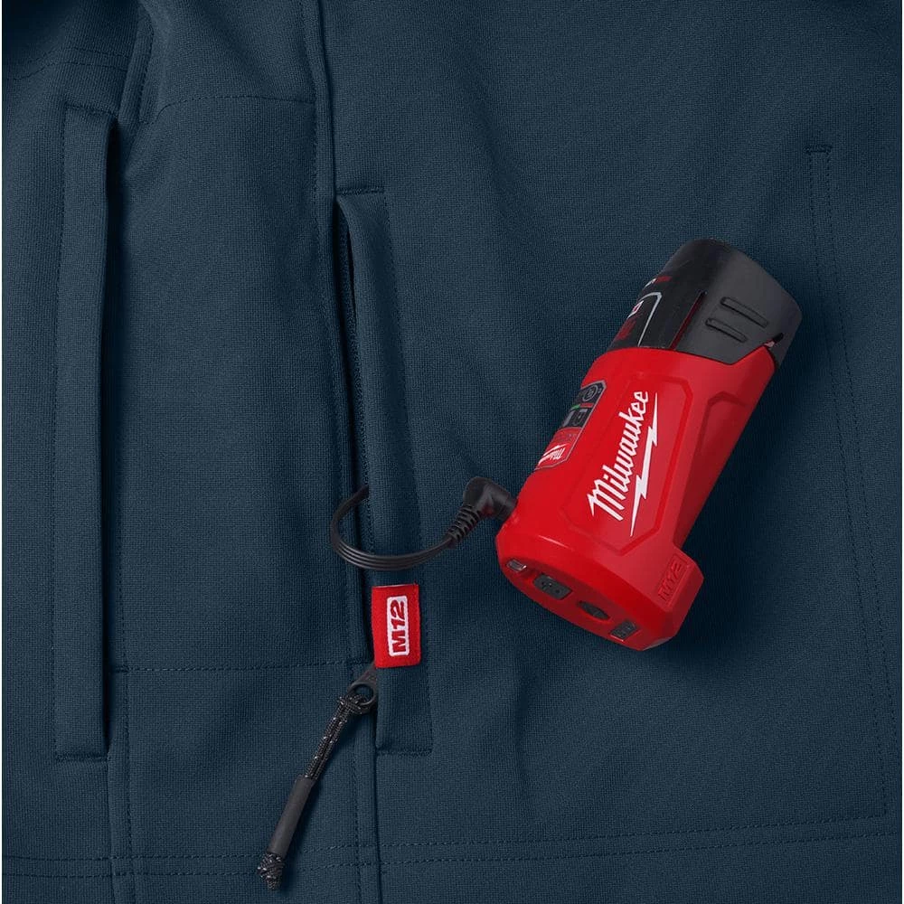 Milwaukee Men's Medium M12 12V Lithium-Ion Cordless TOUGHSHELL Navy Blue Heated Jacket with (1) 3.0 Ah Battery and Charger 10 Milwaukee Men's Medium M12 12V Lithium-Ion Cordless TOUGHSHELL Navy Blue Heated Jacket with (1) 3.0 Ah Battery and Charger - Image 10
