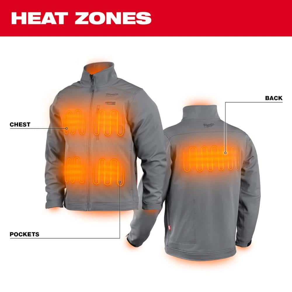 Milwaukee Men's 2X-Large M12 12V Lithium-Ion Cordless TOUGHSHELL Gray Heated Jacket with (1) 3.0 Ah Battery and Charger 2 Milwaukee Men's 2X-Large M12 12V Lithium-Ion Cordless TOUGHSHELL Gray Heated Jacket with (1) 3.0 Ah Battery and Charger - Image 2