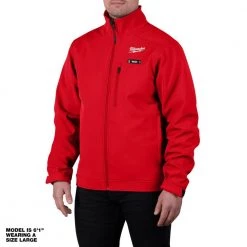 Milwaukee Men's Large M12 12V Lithium-Ion Cordless TOUGHSHELL Red Heated Jacket with (1) 3.0 Ah Battery and Charger