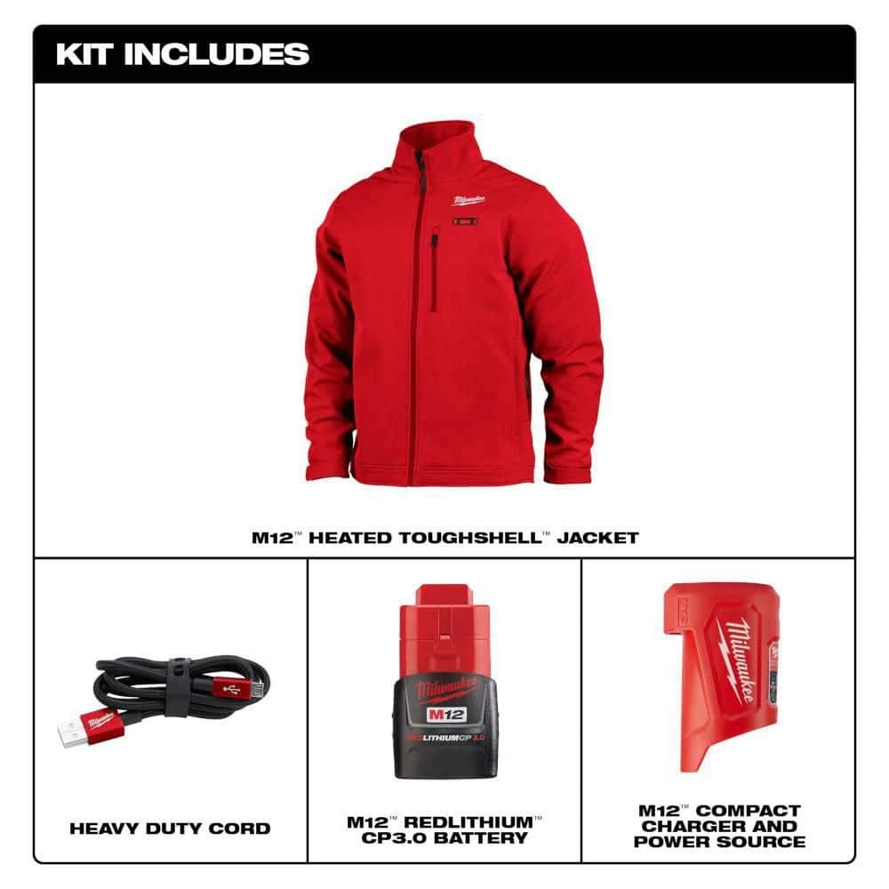 Milwaukee Men's Medium M12 12V Lithium-Ion Cordless TOUGHSHELL Red Heated Jacket with (1) 3.0 Ah Battery and Charger 3 Milwaukee Men's Medium M12 12V Lithium-Ion Cordless TOUGHSHELL Red Heated Jacket with (1) 3.0 Ah Battery and Charger - Image 3