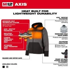 Milwaukee Men's Large M12 12-Volt Lithium-Ion Cordless AXIS Black Heated Hooded Jacket Kit with One 3.0Ah Battery and Charger 17 Milwaukee Men's Large M12 12-Volt Lithium-Ion Cordless AXIS Black Heated Hooded Jacket Kit with One 3.0Ah Battery and Charger -Workwear Sales Store milwaukee heated jackets 205b 21l a0 1000