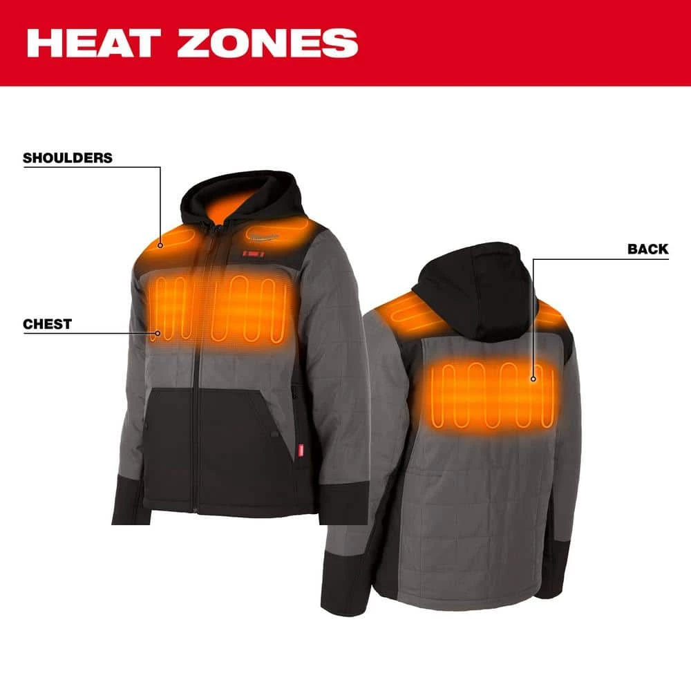 Milwaukee Men's Large M12 12V Lithium-Ion Cordless AXIS Gray Heated Jacket with (1) 3.0 Ah Battery and Charger 2 Milwaukee Men's Large M12 12V Lithium-Ion Cordless AXIS Gray Heated Jacket with (1) 3.0 Ah Battery and Charger - Image 2