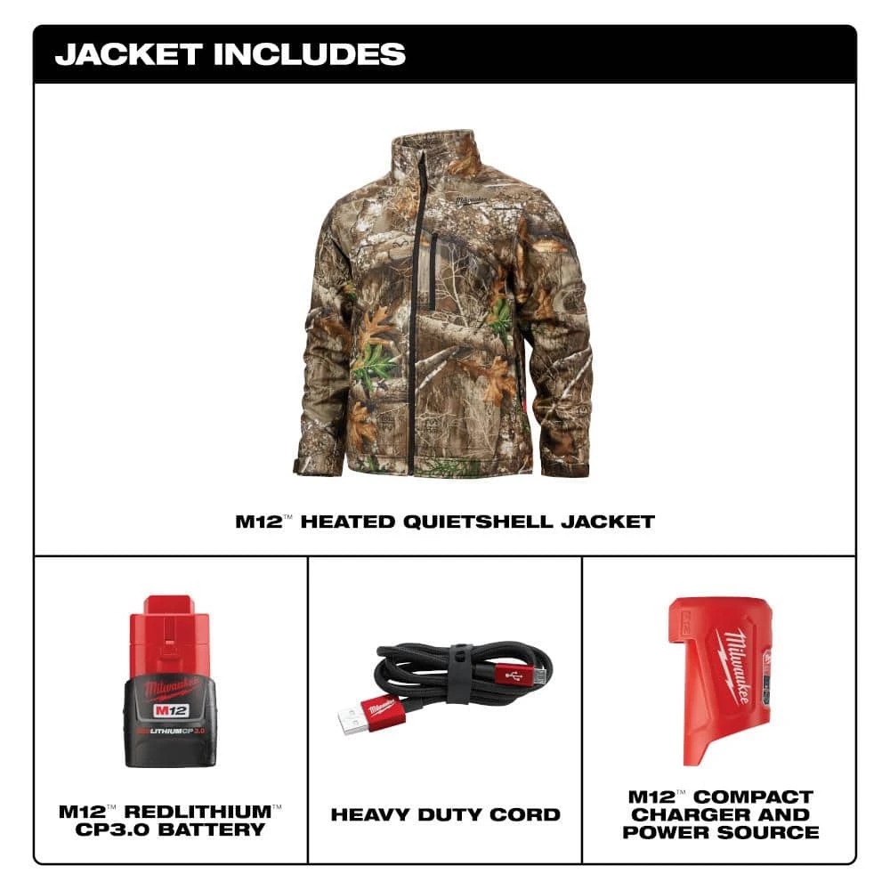 Milwaukee Men's X-Large M12 12V Lithium-Ion Cordless QUIETSHELL Camo Heated Jacket with (1) 3.0 Ah Battery and Charger 3 Milwaukee Men's X-Large M12 12V Lithium-Ion Cordless QUIETSHELL Camo Heated Jacket with (1) 3.0 Ah Battery and Charger - Image 3