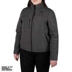 Milwaukee Women's Medium M12 12V Lithium-Ion Cordless AXIS Gray Heated Jacket with (1) 3.0 Ah Battery and Charger
