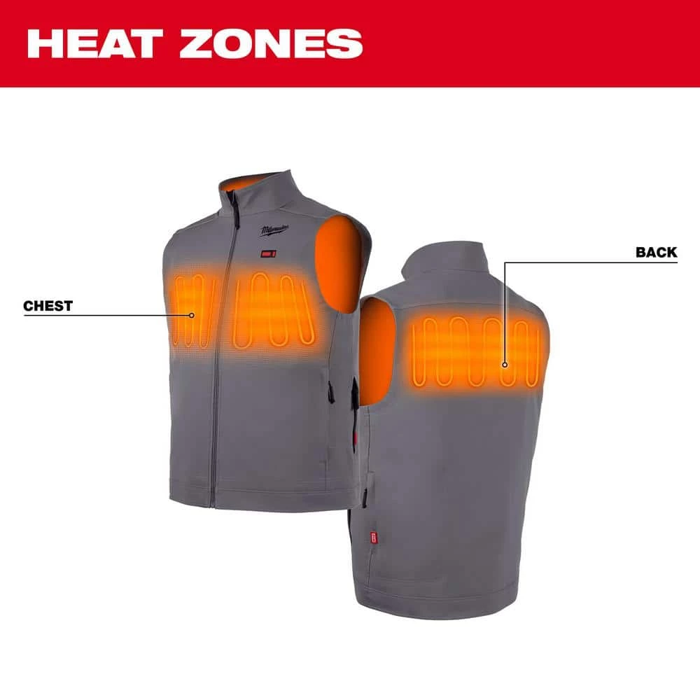 Milwaukee Men's Medium M12 12V Lithium-Ion Cordless TOUGHSHELL Gray Heated Vest (Vest Only) 2 Milwaukee Men's Medium M12 12V Lithium-Ion Cordless TOUGHSHELL Gray Heated Vest (Vest Only) - Image 2