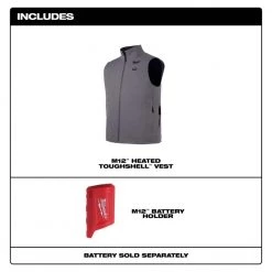 Milwaukee Men's X-Large M12 12V Lithium-Ion Cordless TOUGHSHELL Gray Heated Vest (Vest Only) -Workwear Sales Store milwaukee heated jackets 304g 20xl 40 1000 1
