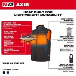 Milwaukee Men's Medium M12 12-Volt Lithium-Ion Cordless AXIS Black Heated Quilted Vest (Vest Only) 17 Milwaukee Men's Medium M12 12-Volt Lithium-Ion Cordless AXIS Black Heated Quilted Vest (Vest Only) -Workwear Sales Store milwaukee heated jackets 305b 20m a0 1000