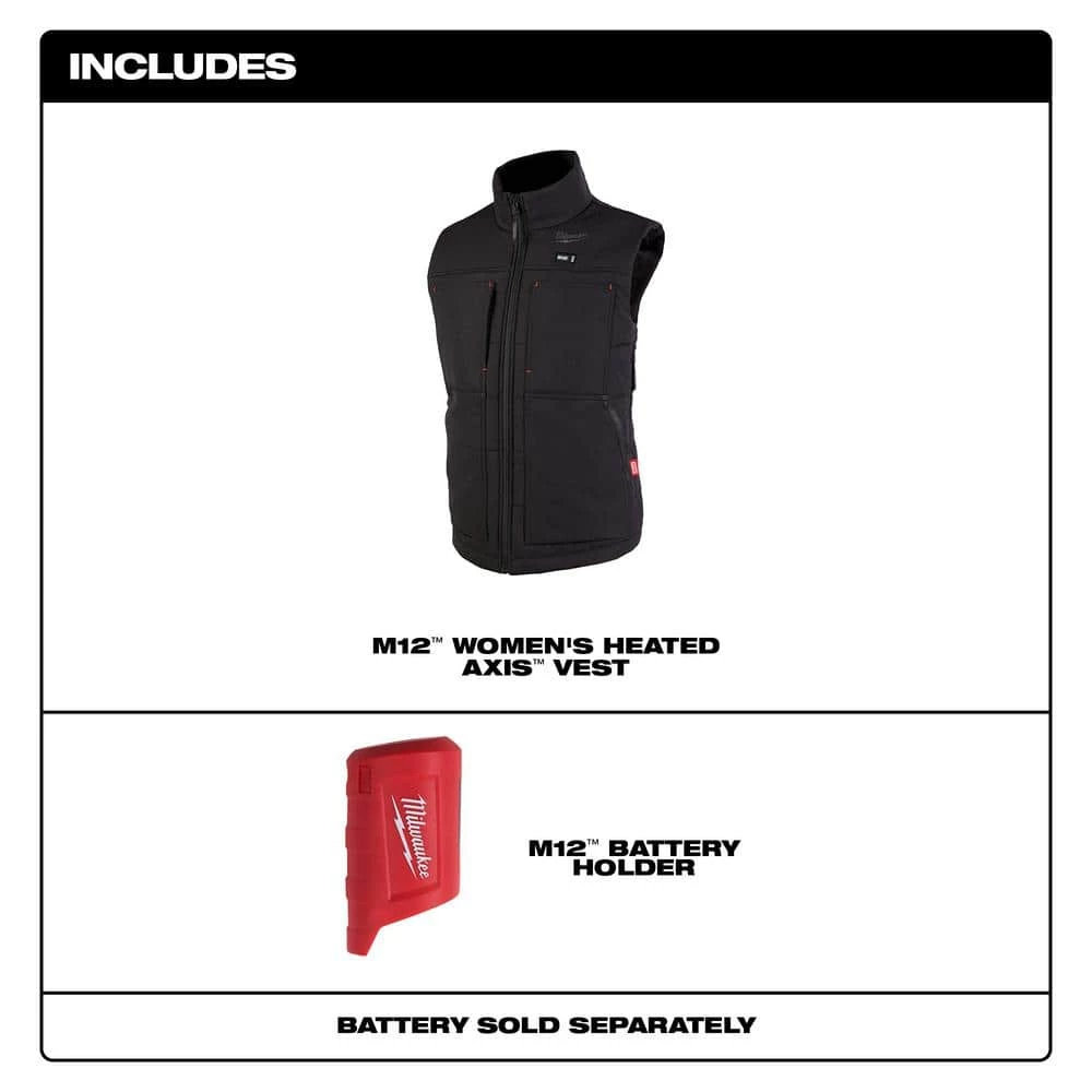Milwaukee Women's Medium M12 12-Volt Lithium-Ion Cordless AXIS Black Heated Quilted Vest (Vest Only) 3 Milwaukee Women's Medium M12 12-Volt Lithium-Ion Cordless AXIS Black Heated Quilted Vest (Vest Only) - Image 3