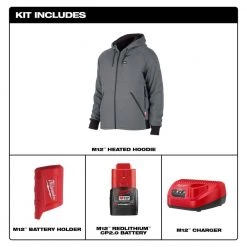 Milwaukee Men's Large M12 12-Volt Lithium-Ion Cordless Gray Heated Jacket Hoodie Kit with (1) 2.0 Ah Battery and Charger 16 Milwaukee Men's Large M12 12-Volt Lithium-Ion Cordless Gray Heated Jacket Hoodie Kit with (1) 2.0 Ah Battery and Charger -Workwear Sales Store milwaukee heated sweatshirts 306g 21l 40 1000