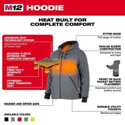 Milwaukee Men's Large M12 12-Volt Lithium-Ion Cordless Gray Heated Jacket Hoodie Kit with (1) 2.0 Ah Battery and Charger 17 Milwaukee Men's Large M12 12-Volt Lithium-Ion Cordless Gray Heated Jacket Hoodie Kit with (1) 2.0 Ah Battery and Charger -Workwear Sales Store milwaukee heated sweatshirts 306g 21l a0 1000