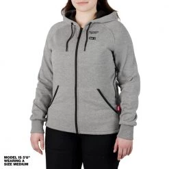 Milwaukee Women's Large M12 12-Volt Lithium-Ion Cordless Gray Heated Jacket Hoodie Kit with (1) 2.0 Ah Battery and Charger