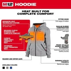 Milwaukee Women's Small M12 12-Volt Lithium-Ion Cordless Gray Heated Jacket Hoodie Kit with (1) 2.0 Ah Battery and Charger 15 Milwaukee Women's Small M12 12-Volt Lithium-Ion Cordless Gray Heated Jacket Hoodie Kit with (1) 2.0 Ah Battery and Charger -Workwear Sales Store milwaukee heated sweatshirts 336g 21s a0 1000