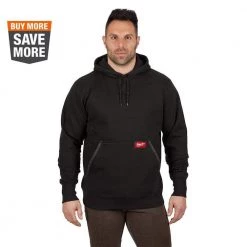 Milwaukee Men's 2X-Large Black Heavy-Duty Cotton/Polyester Long-Sleeve Pullover Hoodie