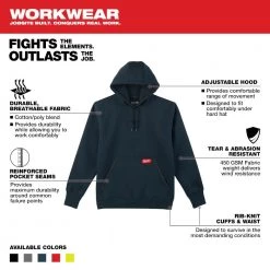 Milwaukee Men's Small Blue Heavy-Duty Cotton/Polyester Long-Sleeve Pullover Hoodie -Workwear Sales Store milwaukee hoodies sweatshirts 350bl s 40 1000