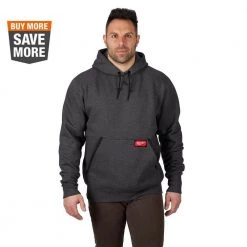 Milwaukee Men's Large Gray Heavy Duty Cotton/Polyester Long-Sleeve Pullover Hoodie