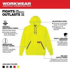 Milwaukee Men's Medium Hi-Vis Heavy-Duty Cotton/Polyester Long-Sleeve Pullover Hoodie 12 Milwaukee Men's Medium Hi-Vis Heavy-Duty Cotton/Polyester Long-Sleeve Pullover Hoodie -Workwear Sales Store milwaukee hoodies sweatshirts 350hv m 40 1000