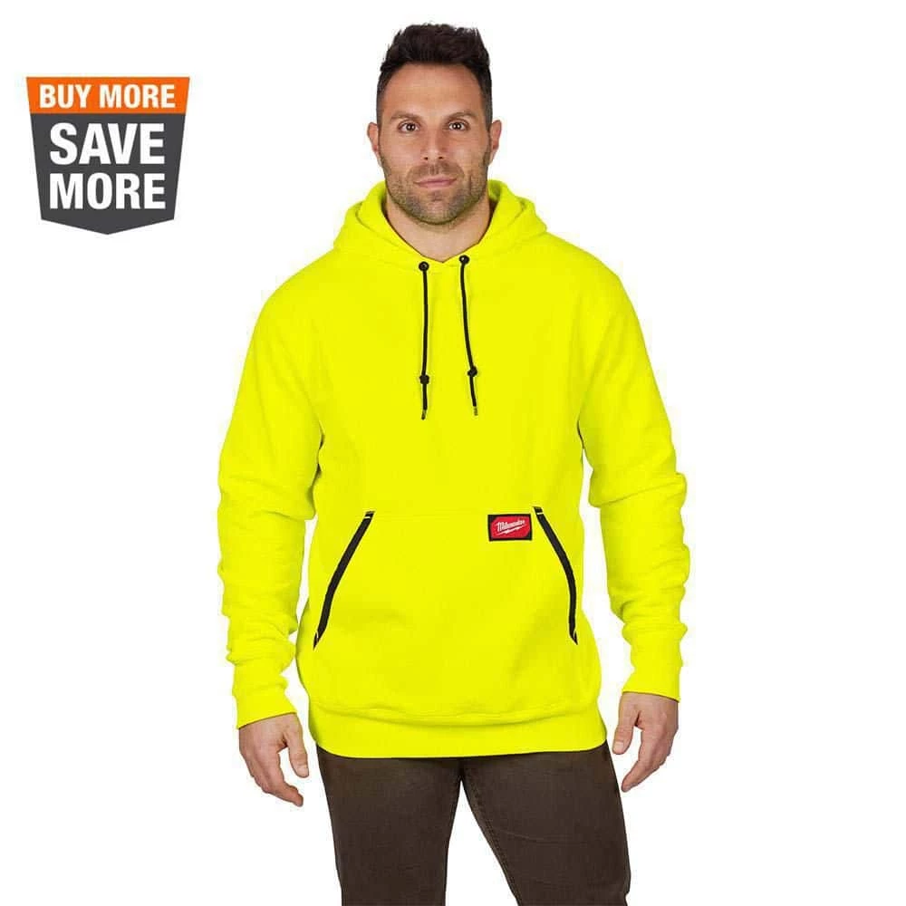 Milwaukee Men's Medium Hi-Vis Heavy-Duty Cotton/Polyester Long-Sleeve Pullover Hoodie 1 Milwaukee Men's Medium Hi-Vis Heavy-Duty Cotton/Polyester Long-Sleeve Pullover Hoodie