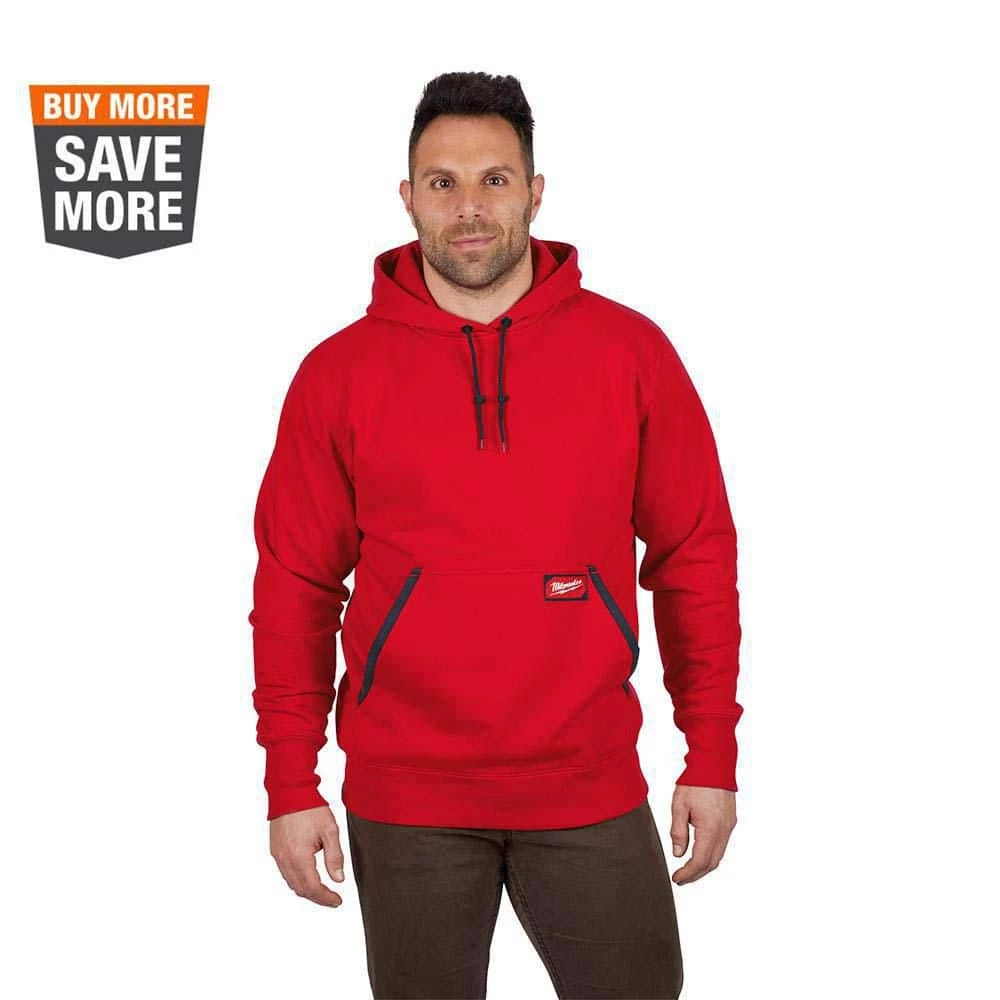 Milwaukee Men's 3X-Large Red Heavy-Duty Cotton/Polyester Long-Sleeve Pullover Hoodie 1 Milwaukee Men's 3X-Large Red Heavy-Duty Cotton/Polyester Long-Sleeve Pullover Hoodie