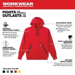 Milwaukee Men's Small Red Heavy-Duty Cotton/Polyester Long-Sleeve Pullover Hoodie -Workwear Sales Store milwaukee hoodies sweatshirts 350r s 40 1000