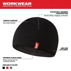 Milwaukee Men's Black Fleece Lined Knit Hat -Workwear Sales Store milwaukee sun hats 502b 40 1000