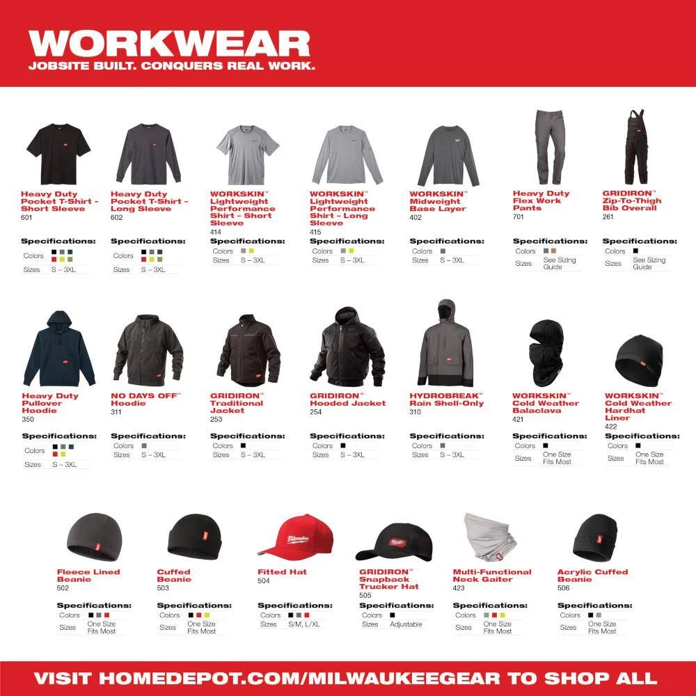 Milwaukee Men's 2X-Large Gray Work Skin Long Sleeve Mid Weight Performance Shirt 10 Milwaukee Men's 2X-Large Gray Work Skin Long Sleeve Mid Weight Performance Shirt - Image 10