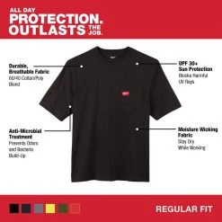 Milwaukee Men's X-Large Black Heavy Duty Cotton/Polyester Short-Sleeve Pocket T-Shirt -Workwear Sales Store milwaukee t shirts 601b xl 77 1000