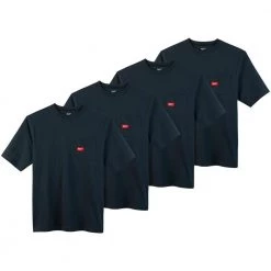 Milwaukee Men's 2X-Large Blue Heavy-Duty Cotton/Polyester Short-Sleeve Pocket T-Shirt (4-Pack)