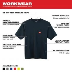 Milwaukee Men's 3X-Large Blue Heavy-Duty Cotton/Polyester Short-Sleeve Pocket T-Shirt -Workwear Sales Store milwaukee t shirts 601bl 3x 40 1000