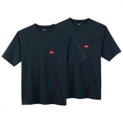 Milwaukee Men's 3X-Large Blue Heavy-Duty Cotton/Polyester Short-Sleeve Pocket T-Shirt (2-Pack)