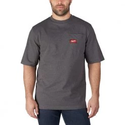 Milwaukee Men's 2X-Large Gray and Blue Heavy-Duty Cotton/Polyester Short-Sleeve Pocket T-Shirt (2-Pack) -Workwear Sales Store milwaukee t shirts 601g 2x 601bl 2x a0 1000