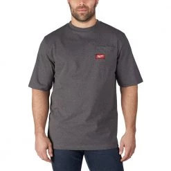 Milwaukee Men's 2X-Large Gray Heavy Duty Cotton/Polyester Short-Sleeve Pocket T-Shirt